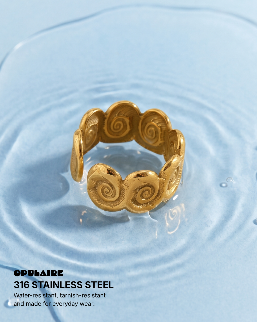Leila - Twirl open ring - Stainless steel