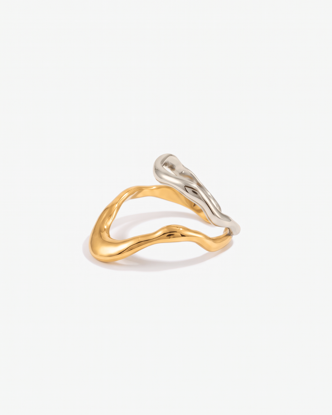 Rosa - Wavy open ring - Stainless steel