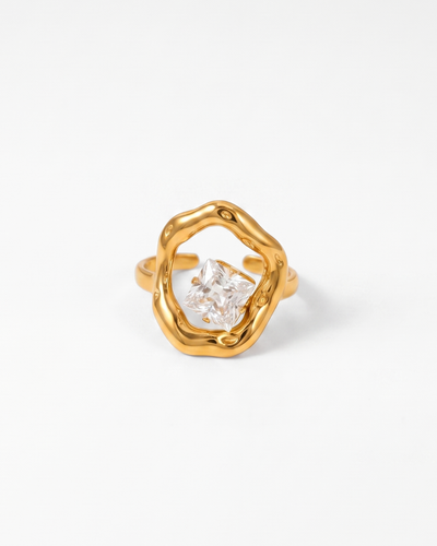 Seda - Molten floating crystal ring - Stainless steel