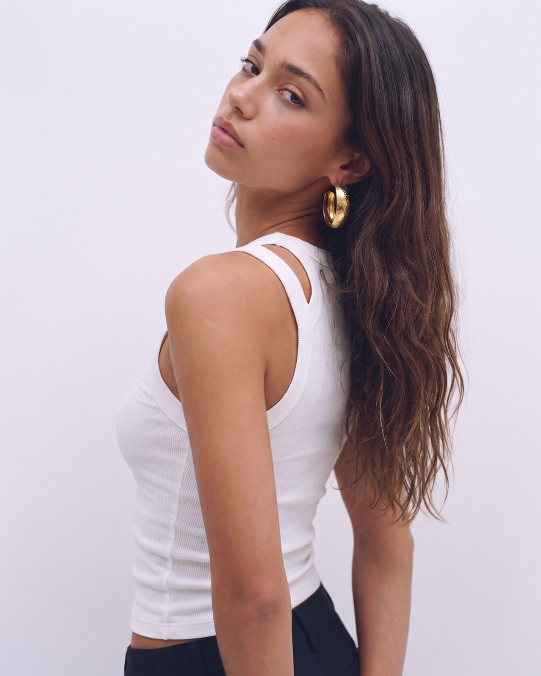 Cara - Chunky textured hoop earrings - stainless steel