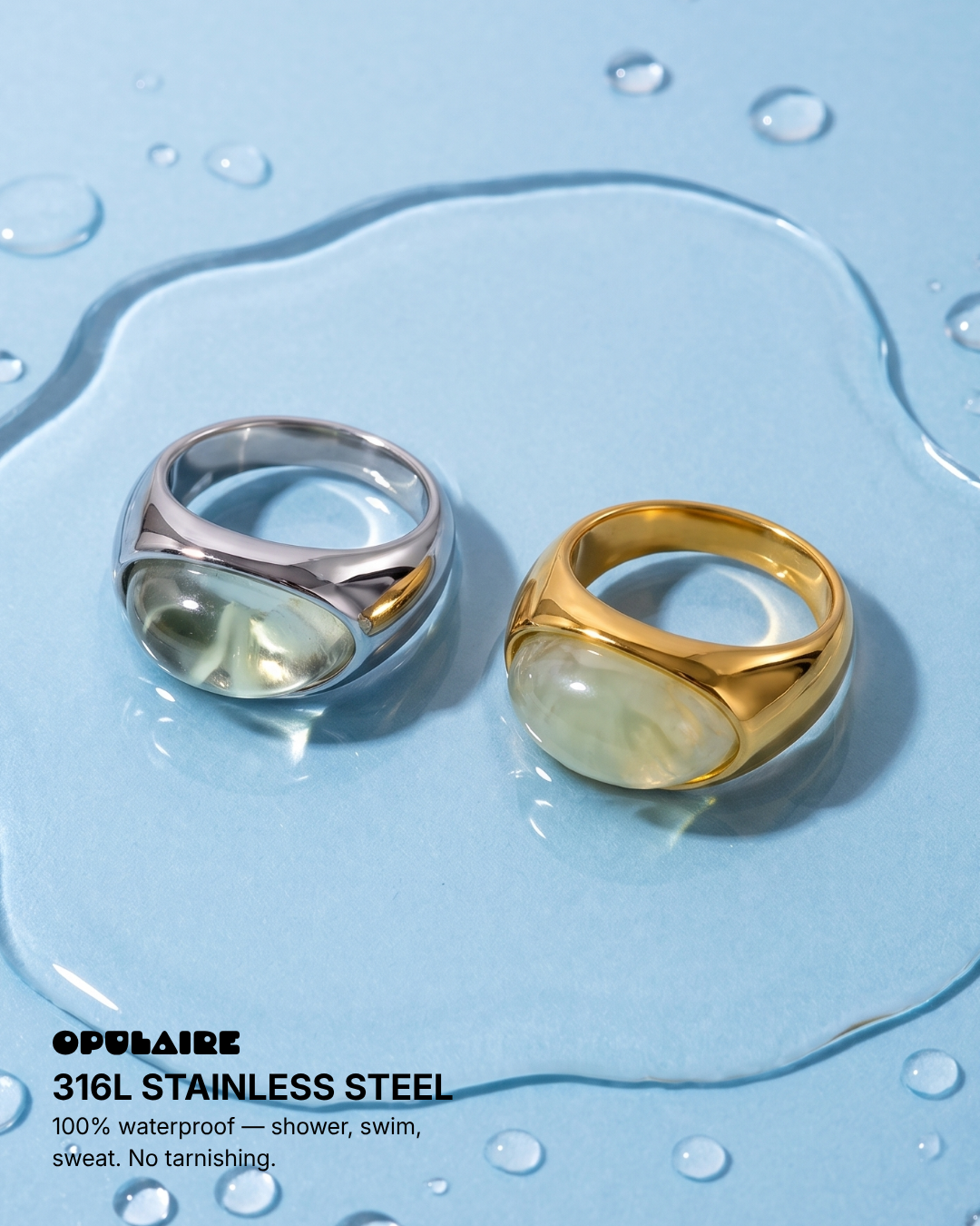 Forlì - Chunky cabochon dome ring - Stainless steel