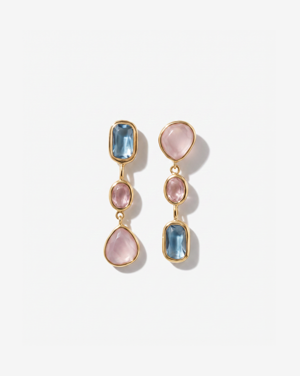 Cillian - Bezel drop earrings - Stainless steel