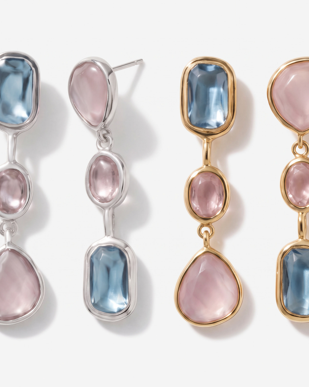 Cillian - Bezel drop earrings - Stainless steel