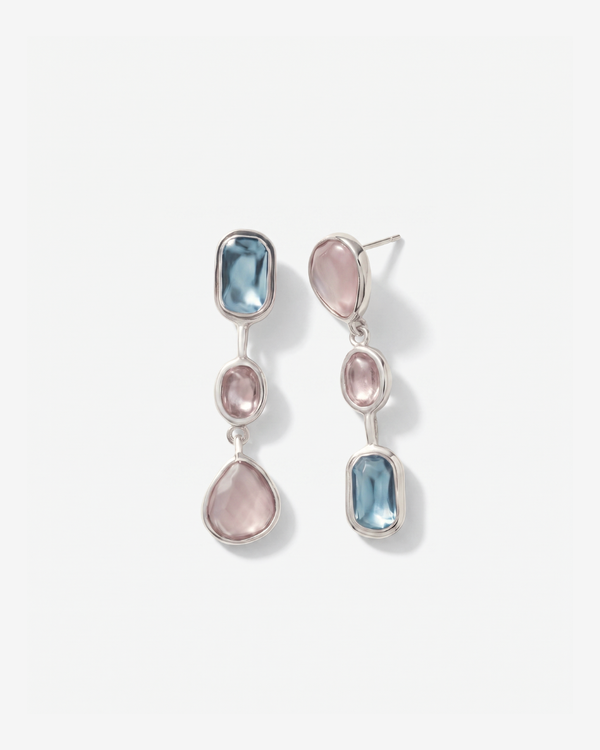 Cillian - Bezel drop earrings - Stainless steel