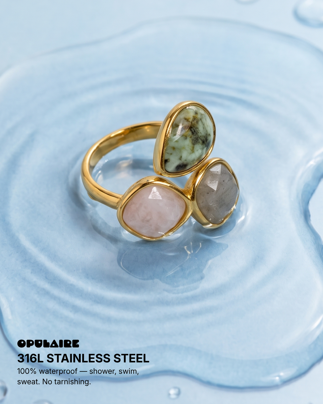 Linde - Three stone ring - Stainless steel