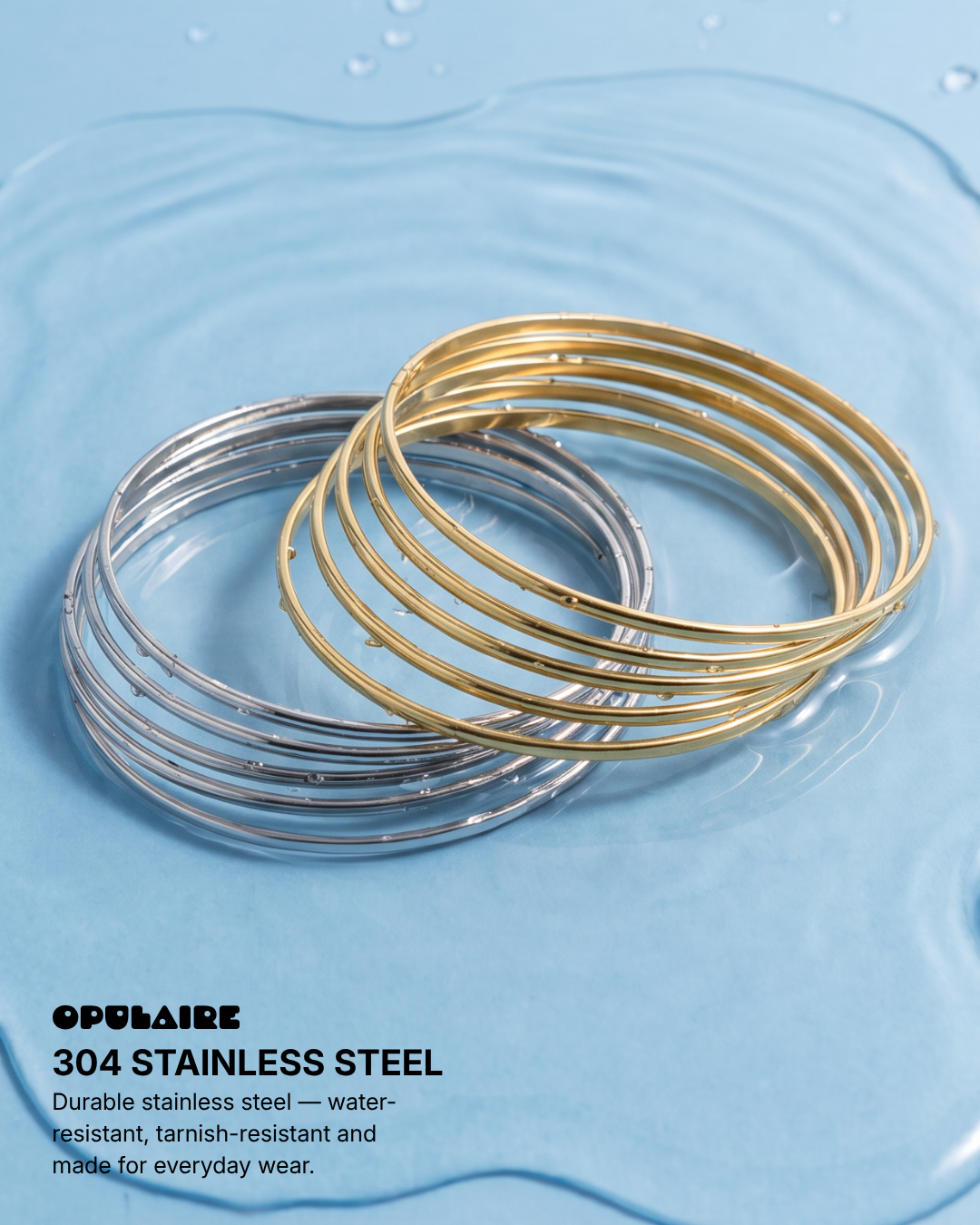 Hydi - Stackable bangle set bracelets - Stainless steel