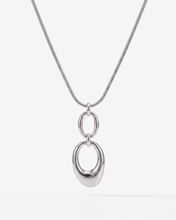 Robin - Double oval pendant necklace - Stainless steel