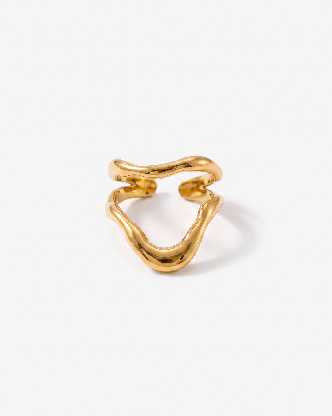 Rosa - Wavy open ring - Stainless steel