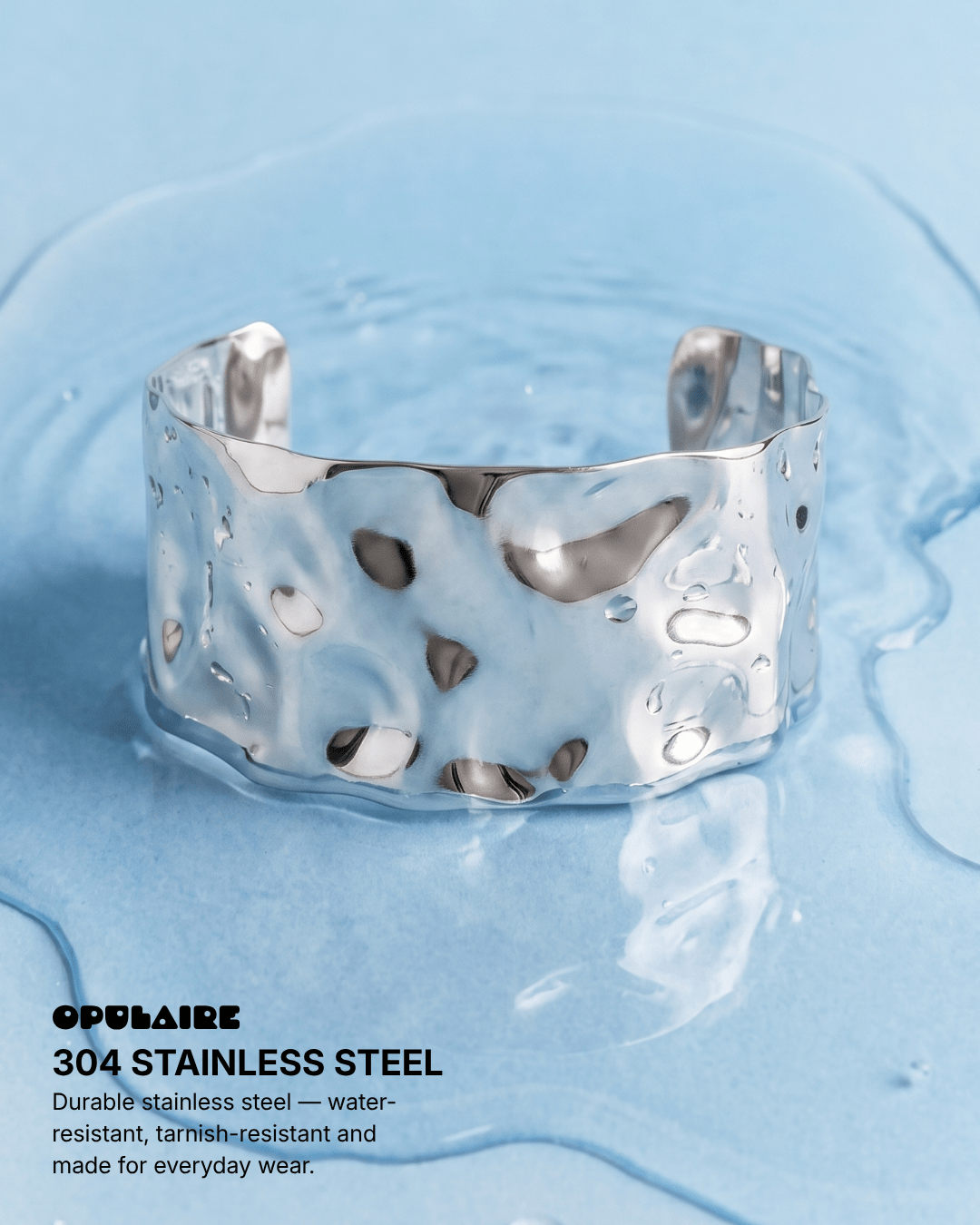 Amy - Cuff bracelet - Stainless steel - Opulaire - WATERPROOF jewelry - 
