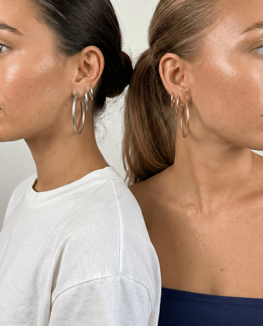 Britney - Open hoop earrings - Stainless steel