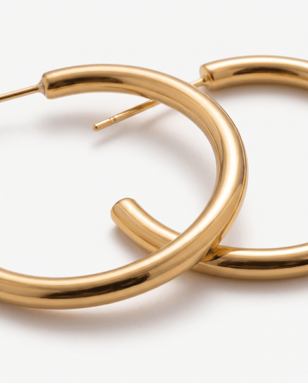 Britney - Open hoop earrings - Stainless steel - Opulaire - WATERPROOF jewelry - 