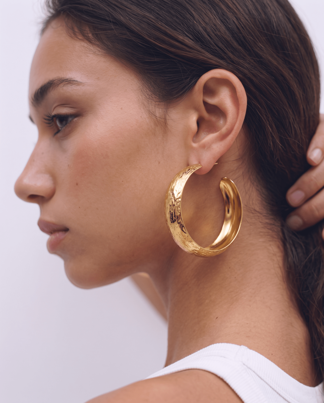 Cara - Chunky textured hoop earrings - stainless steel - Opulaire - WATERPROOF jewelry - 