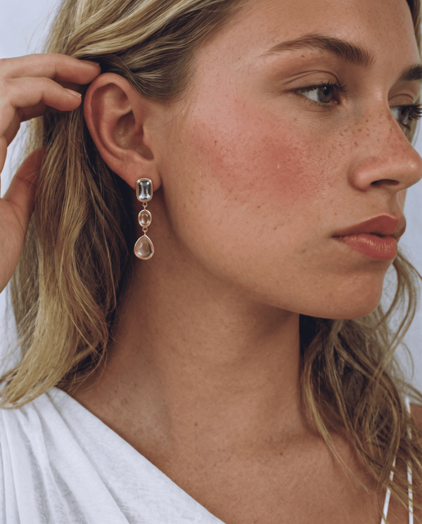 Cillian - Bezel drop earrings - Stainless steel - Opulaire - WATERPROOF jewelry - 