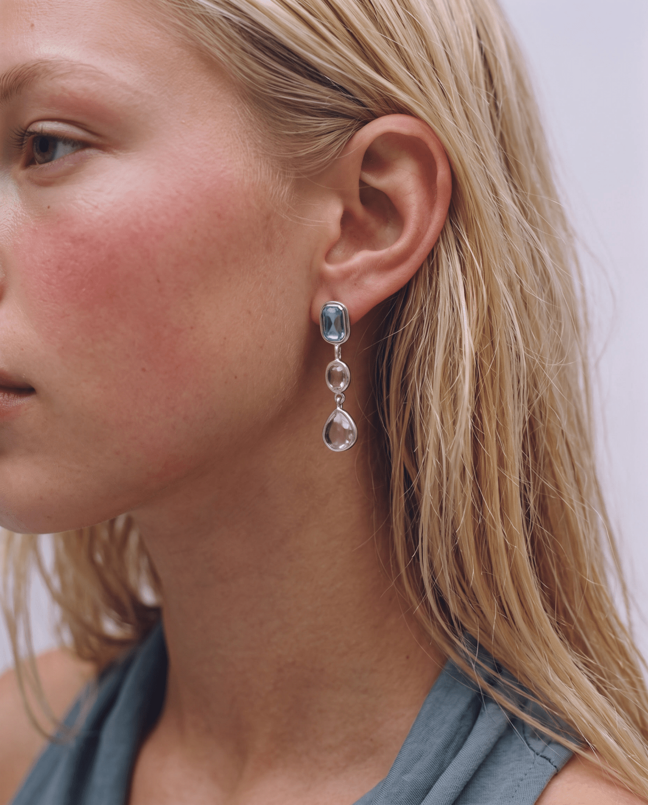 Cillian - Bezel drop earrings - Stainless steel - Opulaire - WATERPROOF jewelry - 