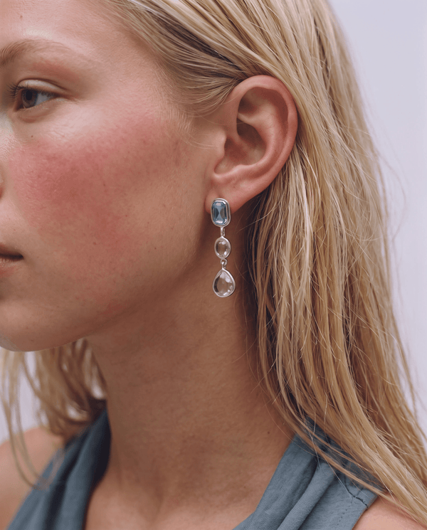 Cillian - Bezel drop earrings - Stainless steel - Opulaire - WATERPROOF jewelry - 