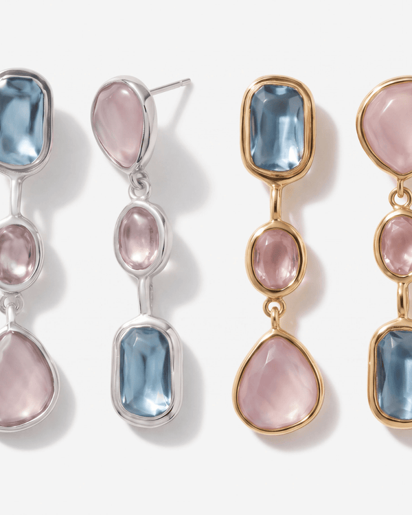 Cillian - Bezel drop earrings - Stainless steel - Opulaire - WATERPROOF jewelry - 