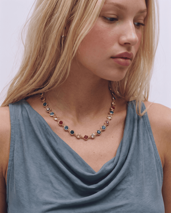 Daisy - Bezel tennis Necklace - Stainless steel - Opulaire - WATERPROOF jewelry - 