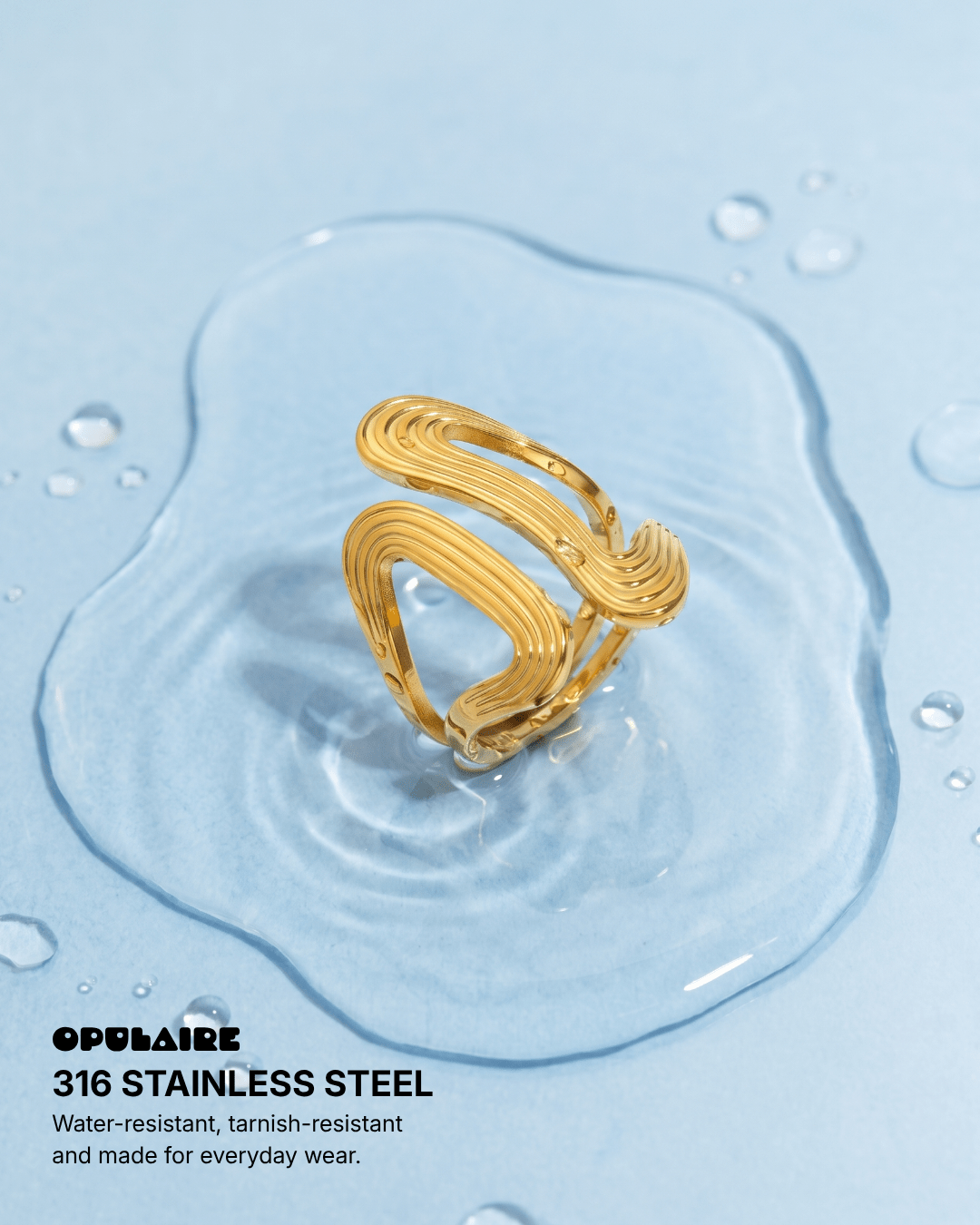 Freja ring - Opulaire - WATERPROOF jewelry - Adjustable -