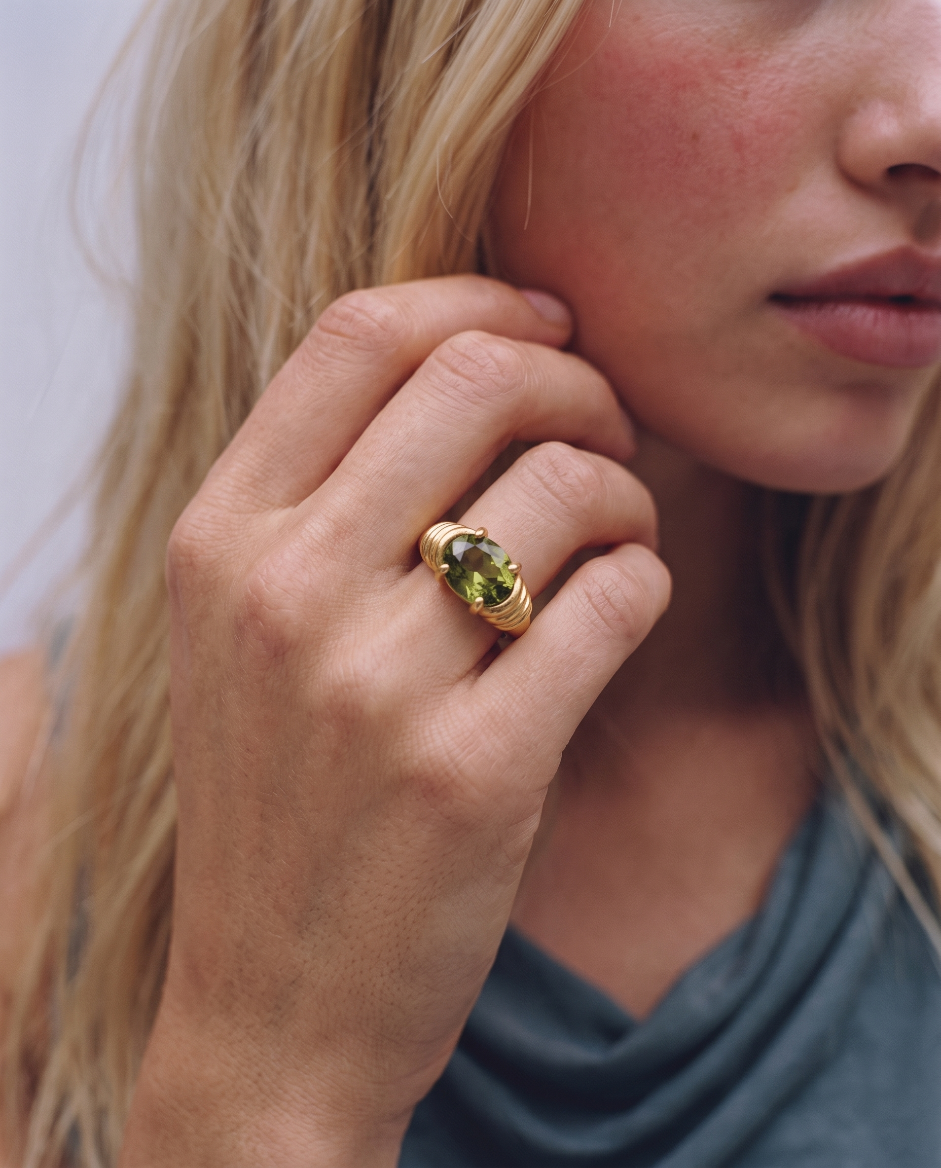 Maya - Green stone ring - Stainless steel