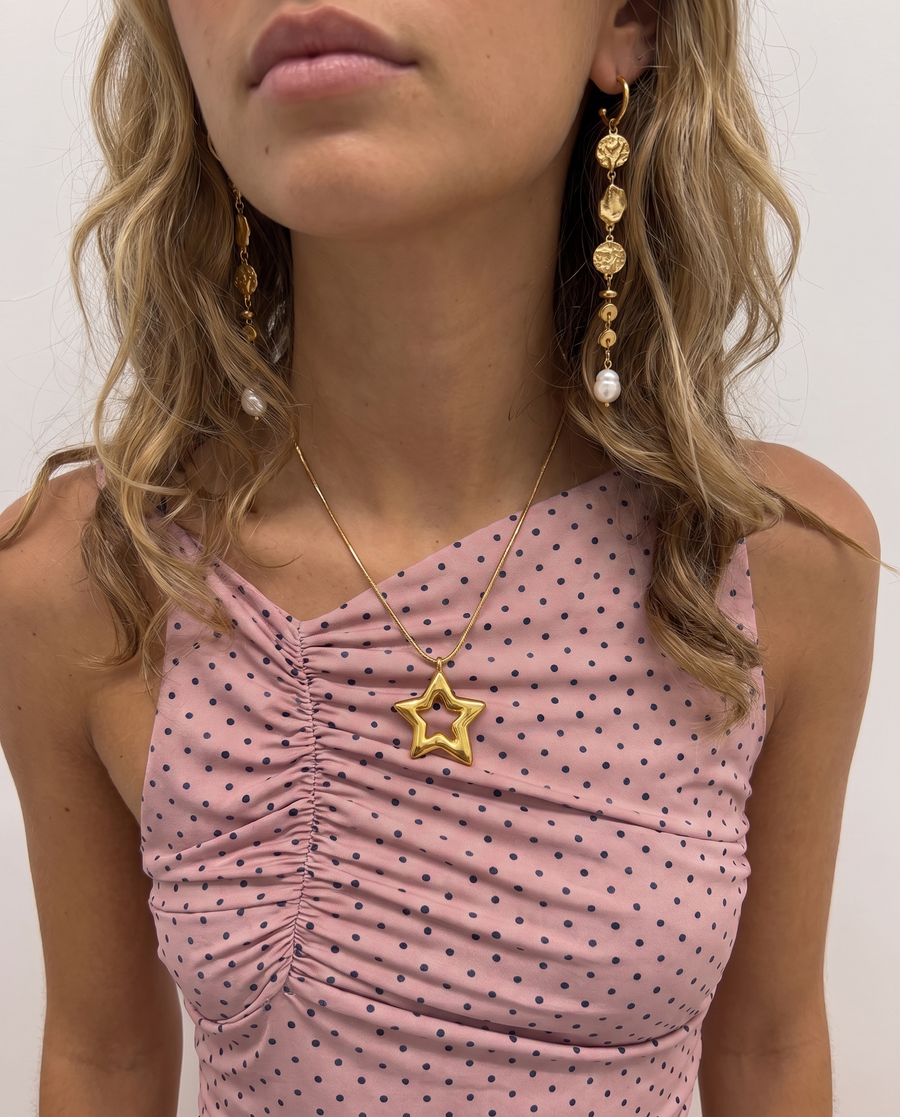 Tia - Coin drop earrings - Stainless steel