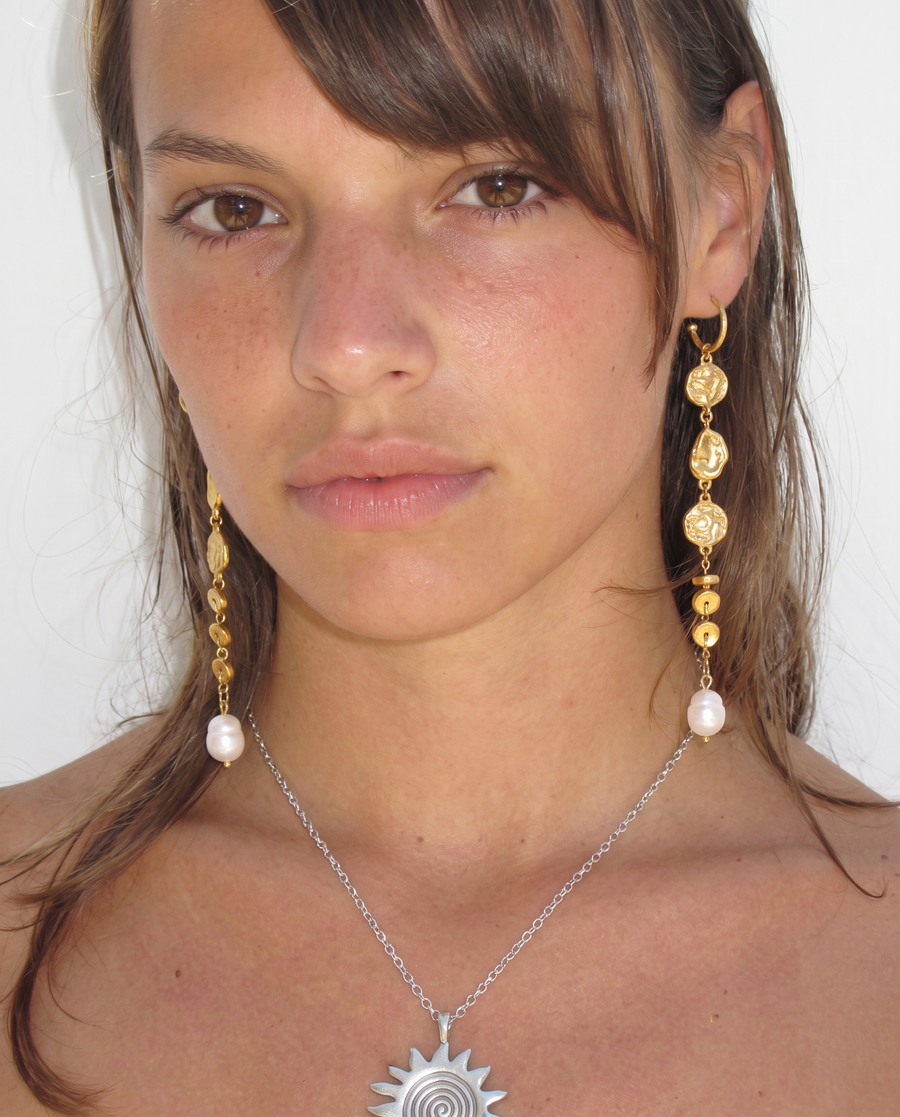 Tia - Coin drop earrings - Stainless steel