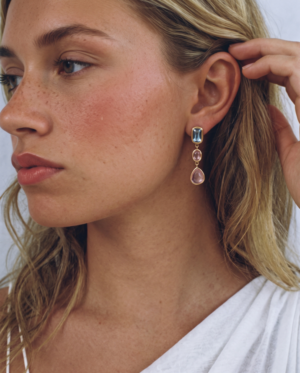 Cillian - Bezel drop earrings - Stainless steel