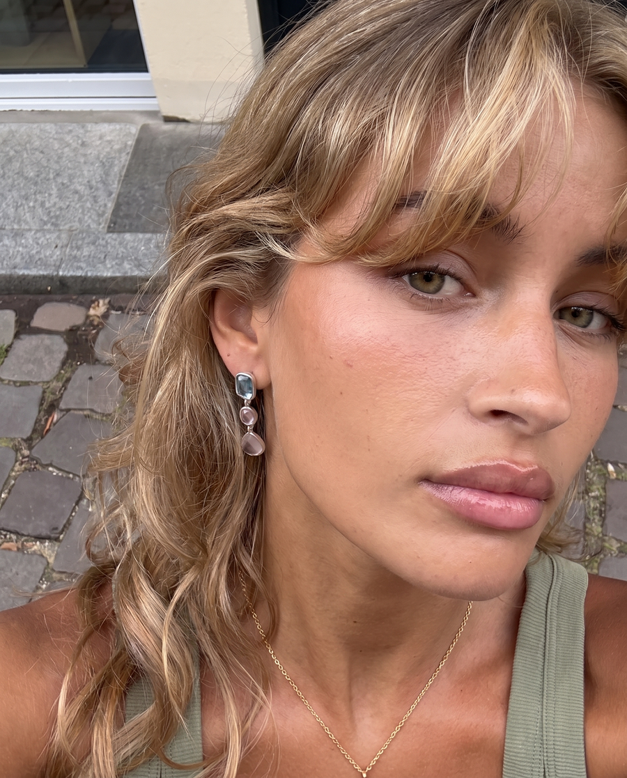 Cillian - Bezel drop earrings - Stainless steel
