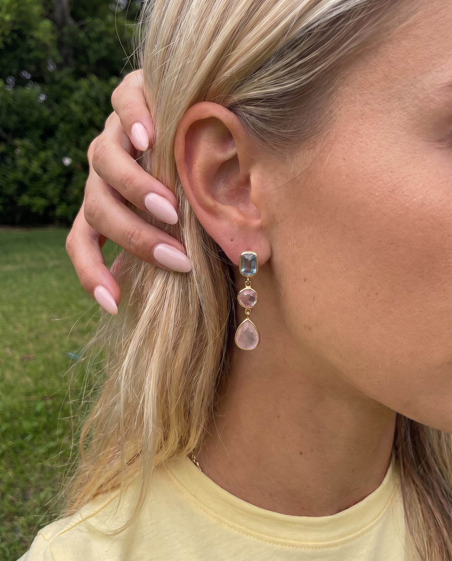 Cillian - Bezel drop earrings - Stainless steel