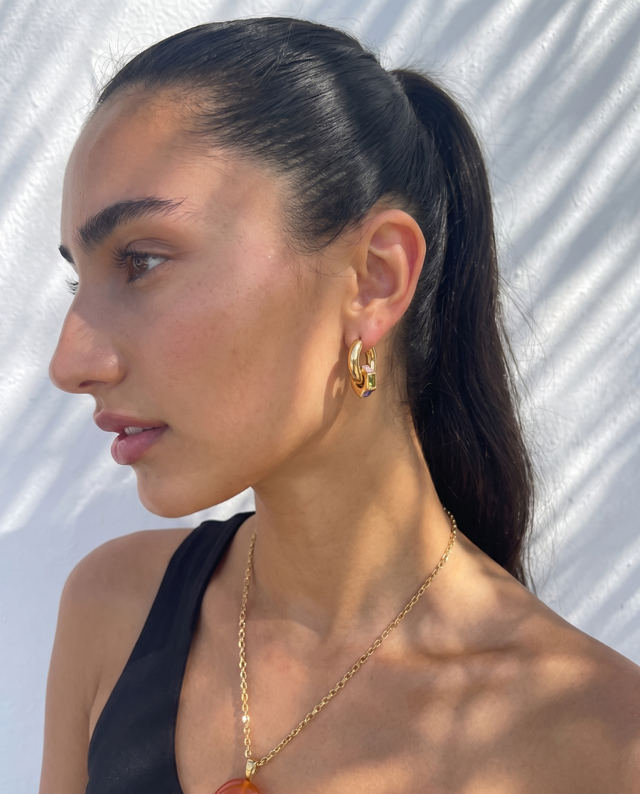 Ziva - Chunky huggie hoop earrings - Stainless steel