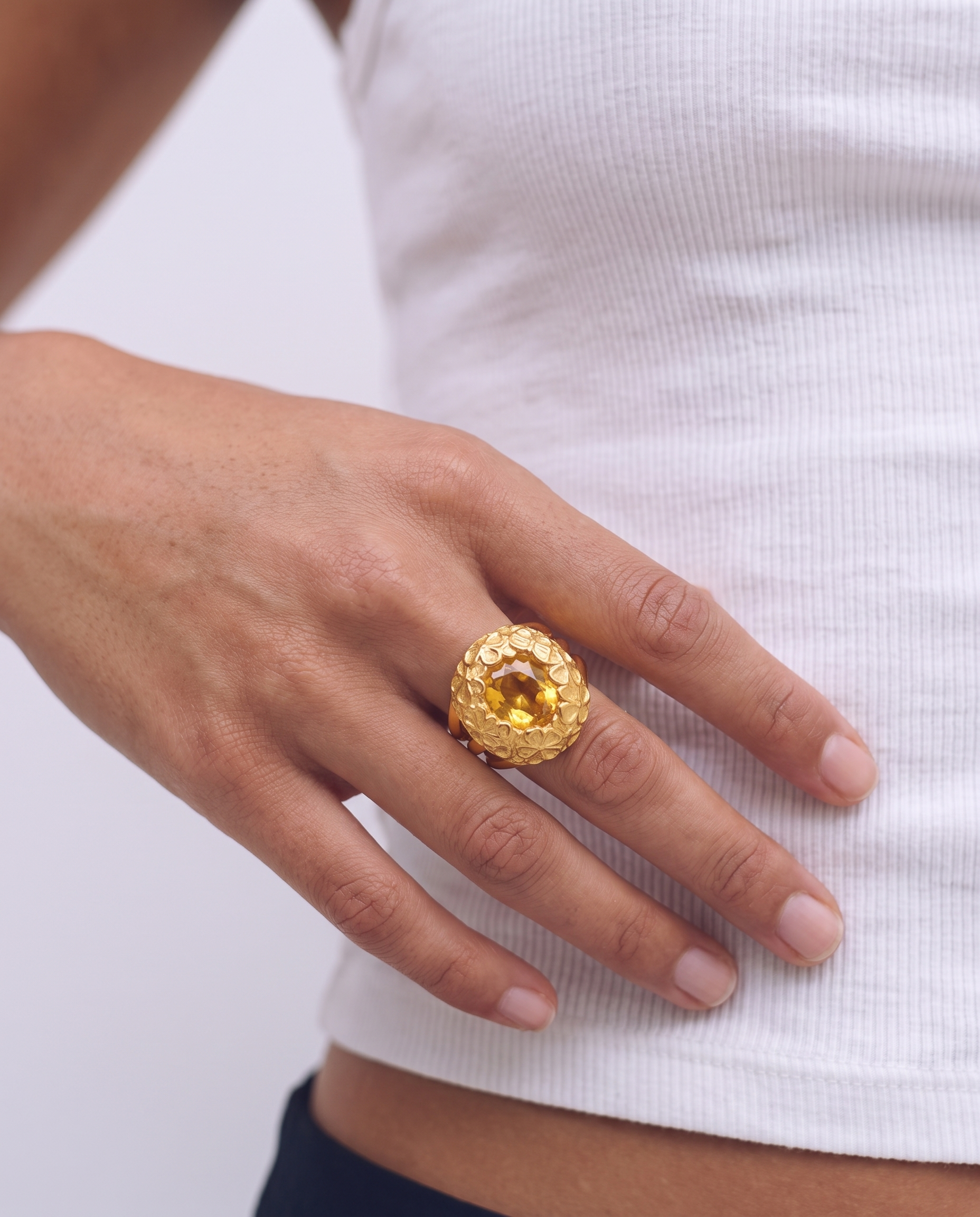 Rose - Floral cocktail ring - Stainless steel