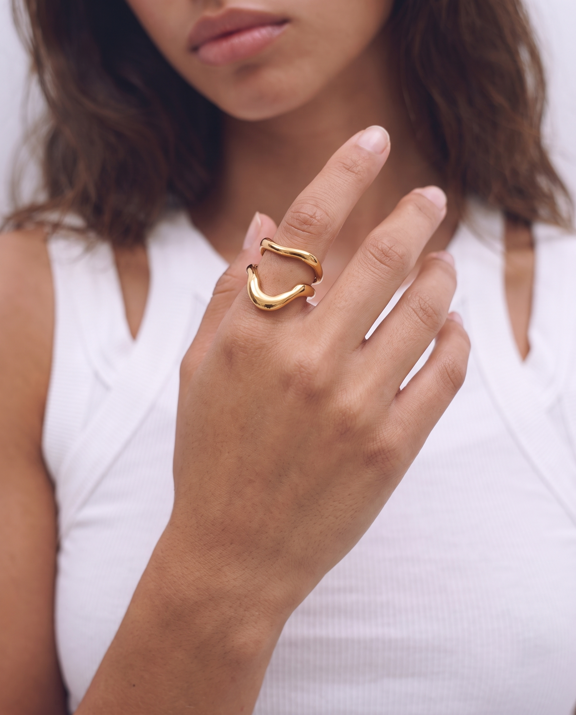 Rosa - Wavy open ring - Stainless steel