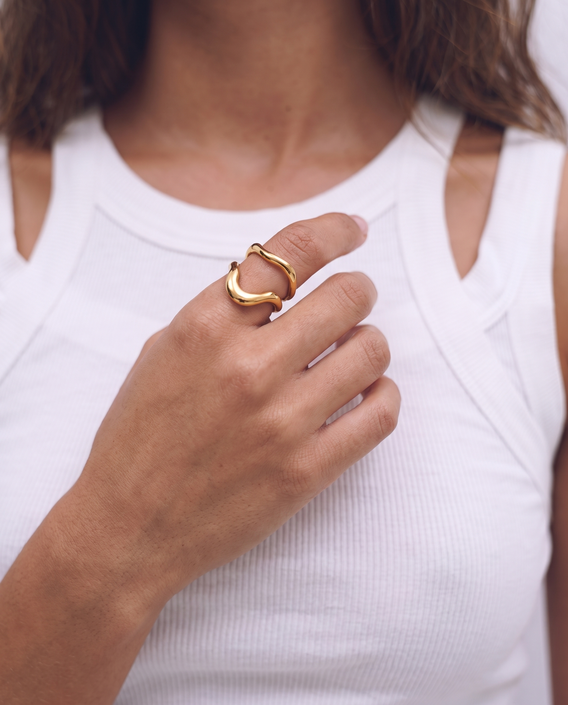 Rosa - Wavy open ring - Stainless steel