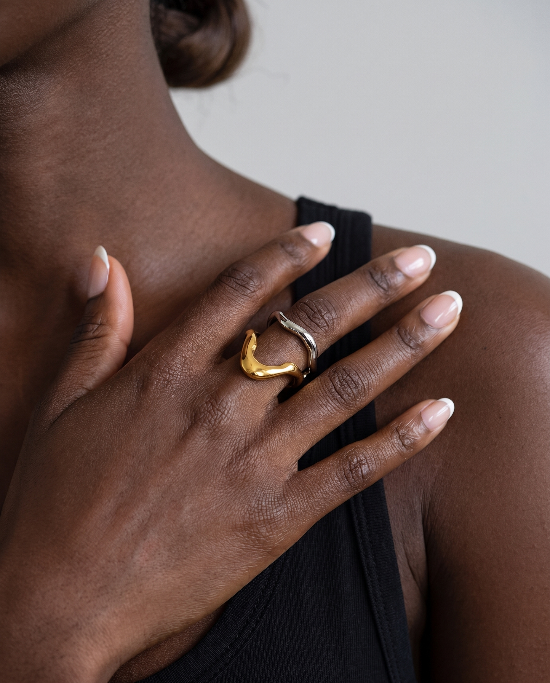 Rosa - Wavy open ring - Stainless steel
