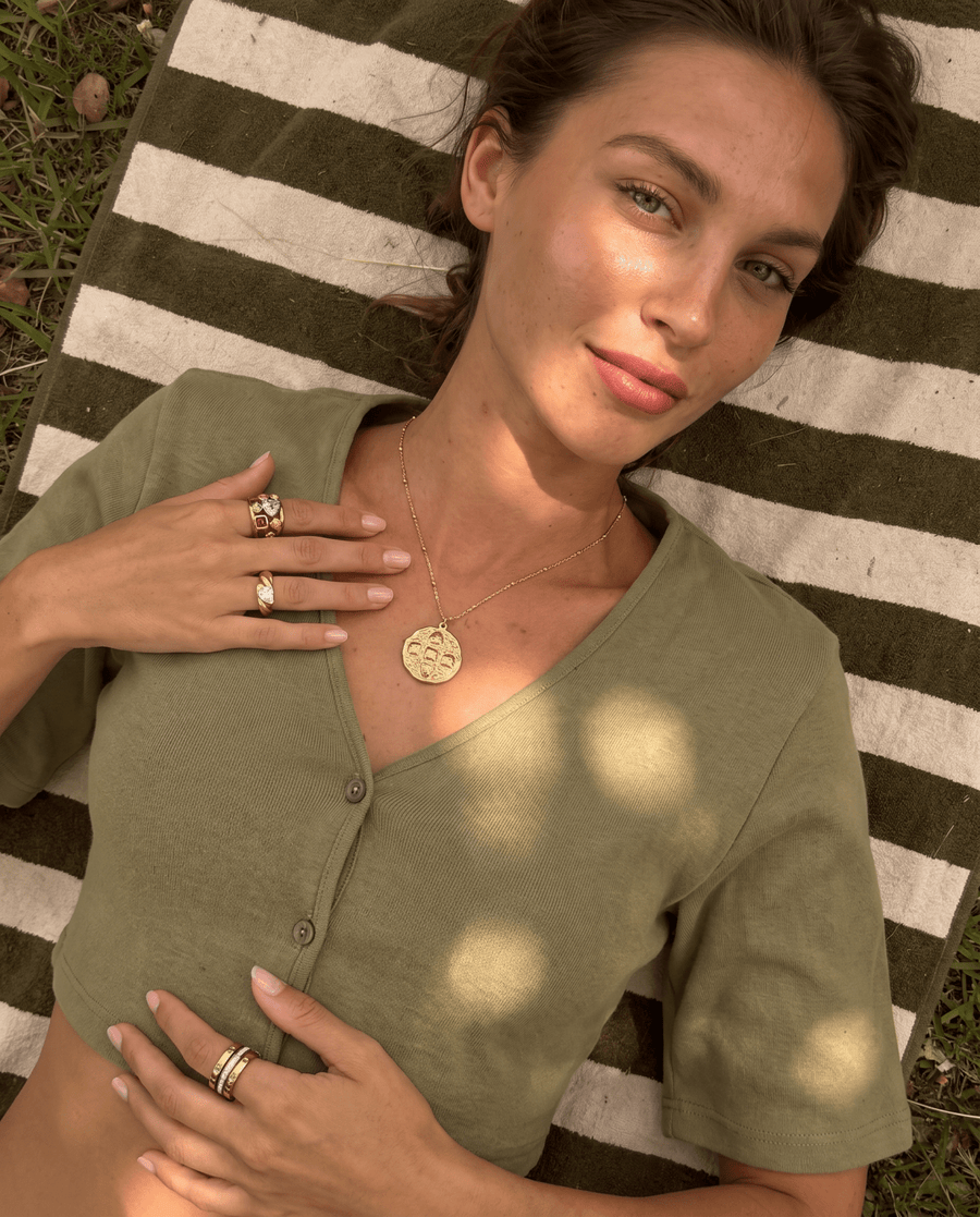Lena - Gemstone cluster ring - Stainless steel