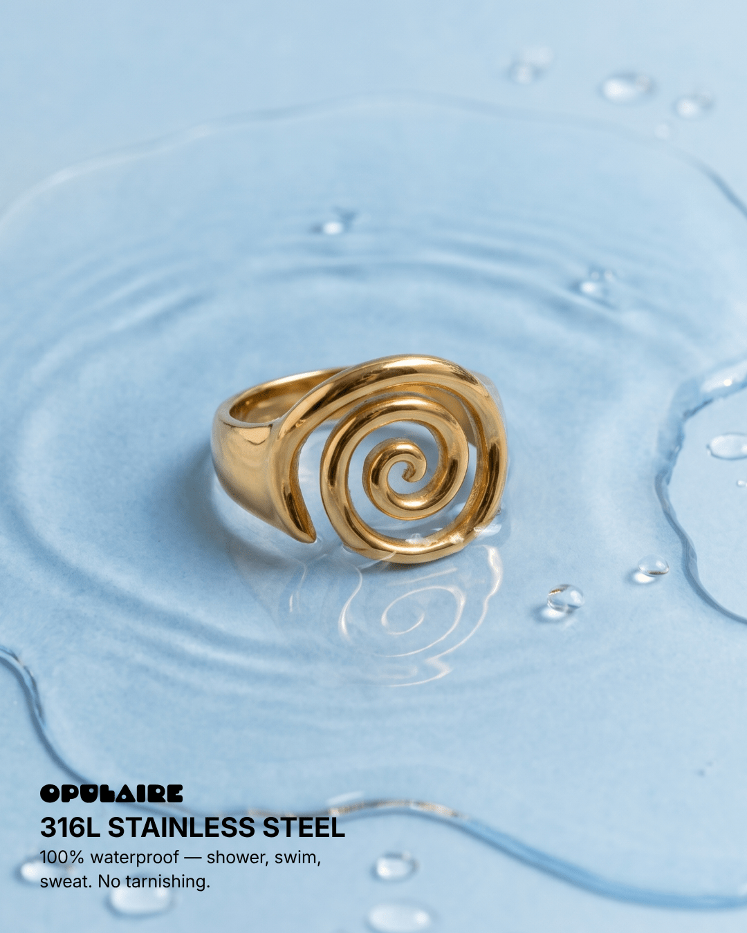 Liah - Twirl signet ring - Stainless steel - Opulaire - WATERPROOF jewelry - EU 52 -