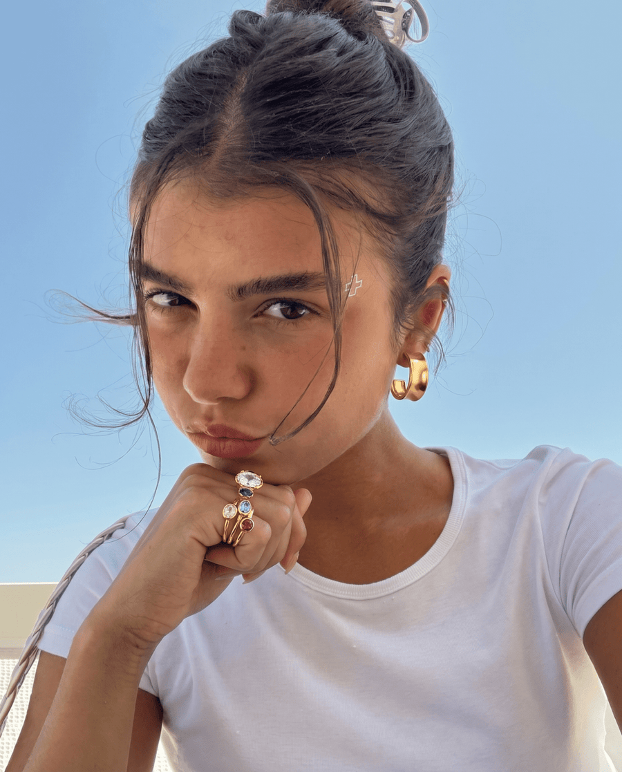 Lova - Gemstone stacking rings - Stainless steel