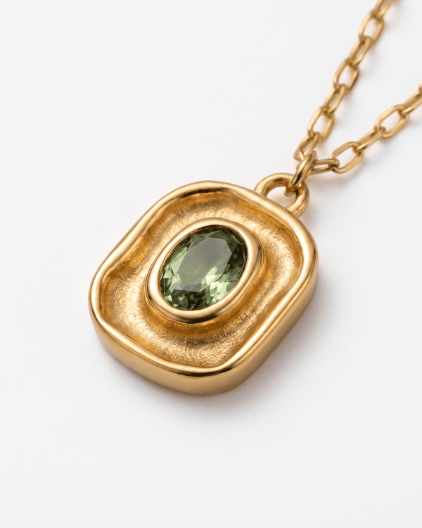Lise - Green stone necklace - Stainless steel - Opulaire - WATERPROOF jewelry - 