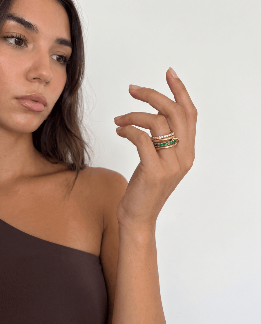 Stella - Stacked stone ring - Stainless steel