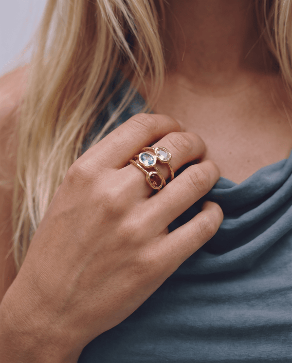 Lova - Gemstone stacking rings - Stainless steel - Opulaire - WATERPROOF jewelry - EU 54 -