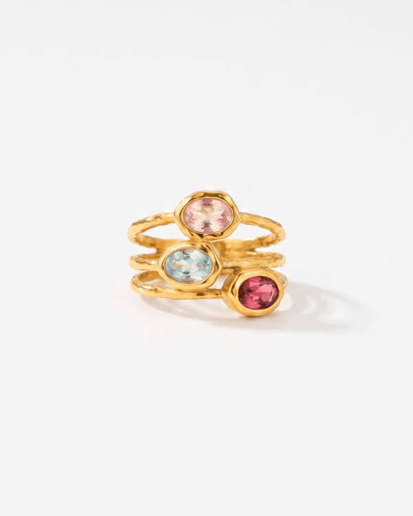 Lova - Gemstone stacking rings - Stainless steel - Opulaire - WATERPROOF jewelry - EU 54 -