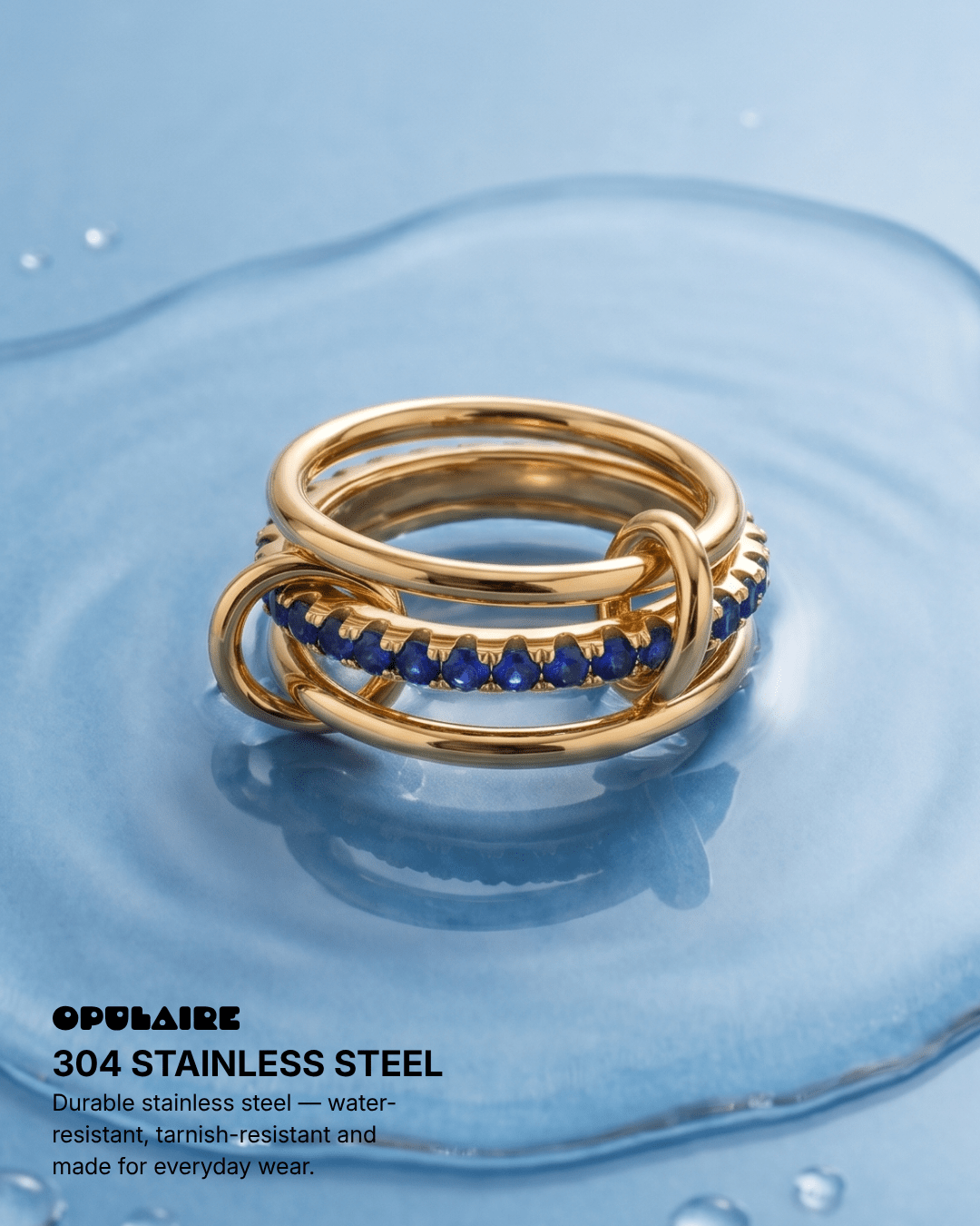 Montclair - Stacked ring - Stainless steel - Opulaire - WATERPROOF jewelry - EU 52 -