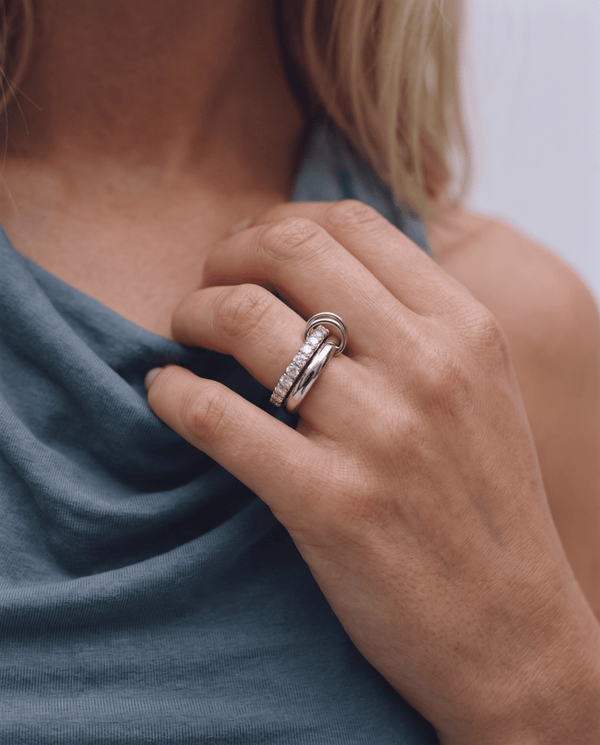 Nella - Stacked stone ring - Stainless steel - Opulaire - WATERPROOF jewelry - EU 54 -
