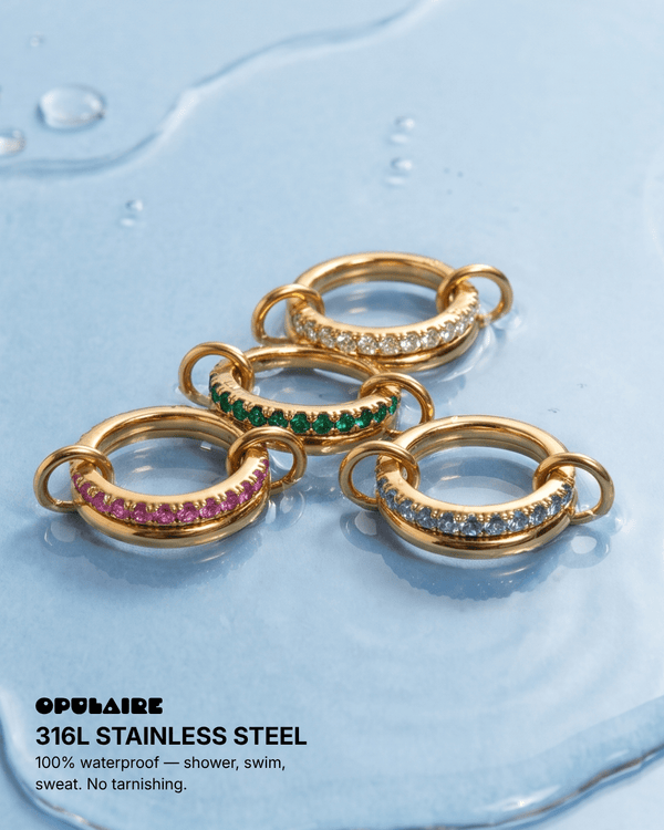 Nella - Stacked stone ring - Stainless steel - Opulaire - WATERPROOF jewelry - EU 54 -