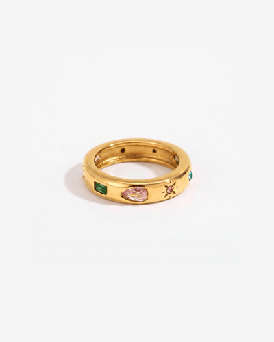 Nubia - Rainbow band ring - Stainless steel - Opulaire - WATERPROOF jewelry - EU 52 -