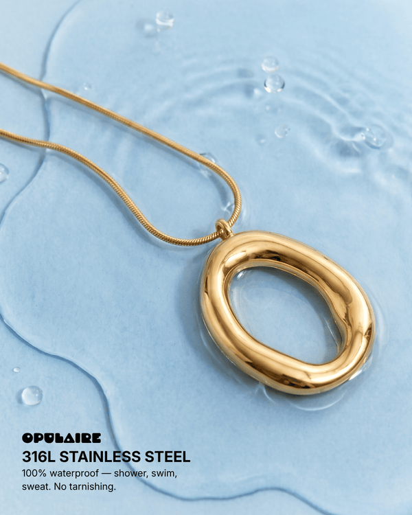Olivia - Open circle pendant necklace - Stainless steel - Opulaire - WATERPROOF jewelry - 