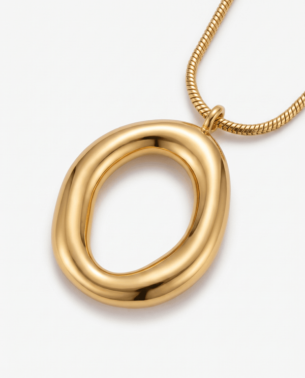 Olivia - Open circle pendant necklace - Stainless steel - Opulaire - WATERPROOF jewelry - 