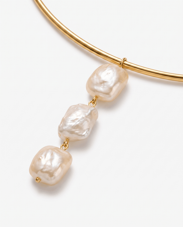 Perla - Pearl collar necklace - Stainless steel - Opulaire - WATERPROOF jewelry - 