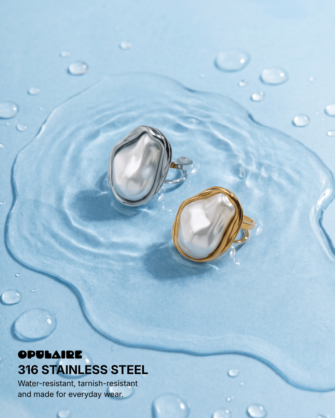 Ravenna ring - Opulaire - WATERPROOF jewelry - adjustable -