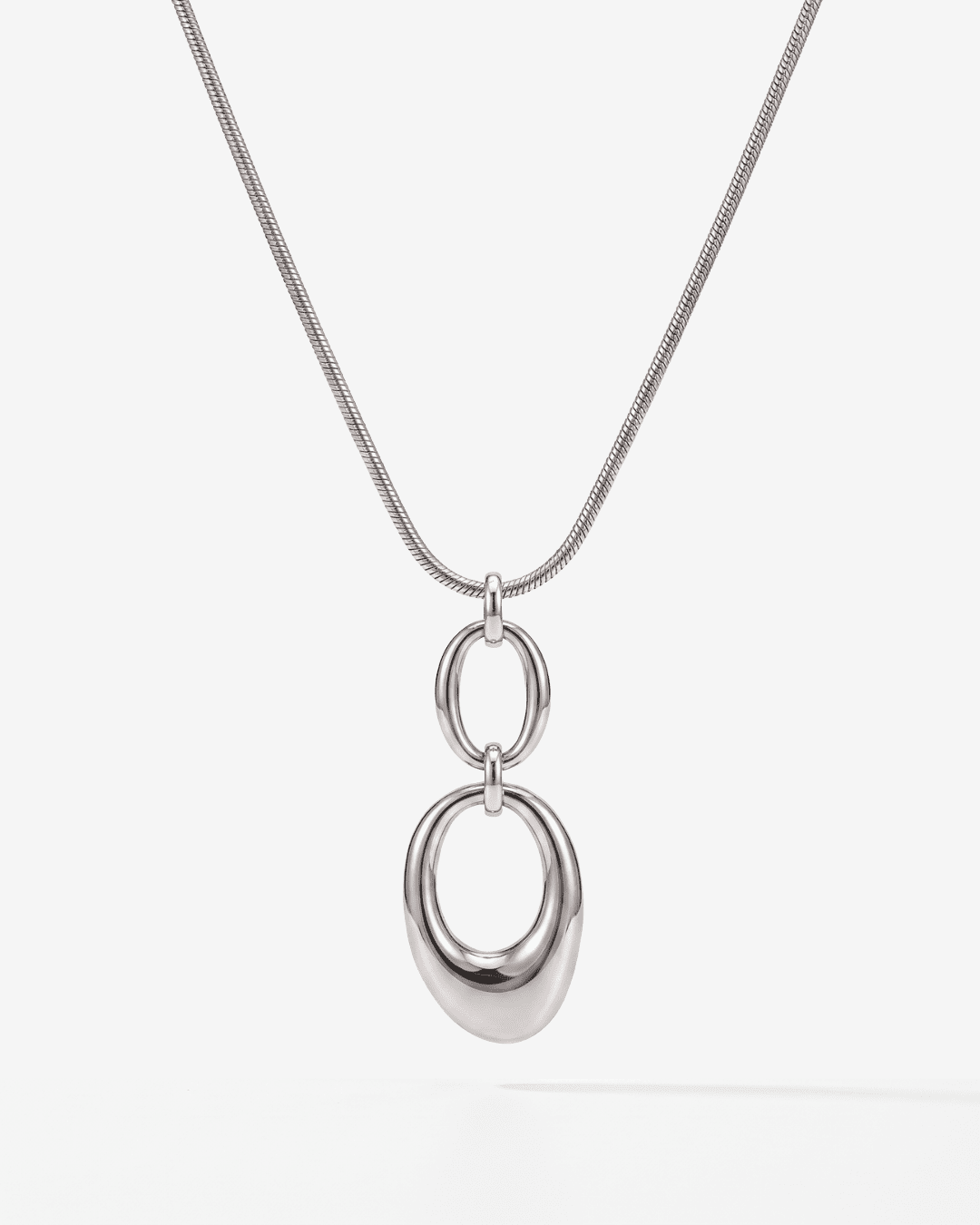 Robin - Double oval pendant necklace - Stainless steel - Opulaire - WATERPROOF jewelry - 