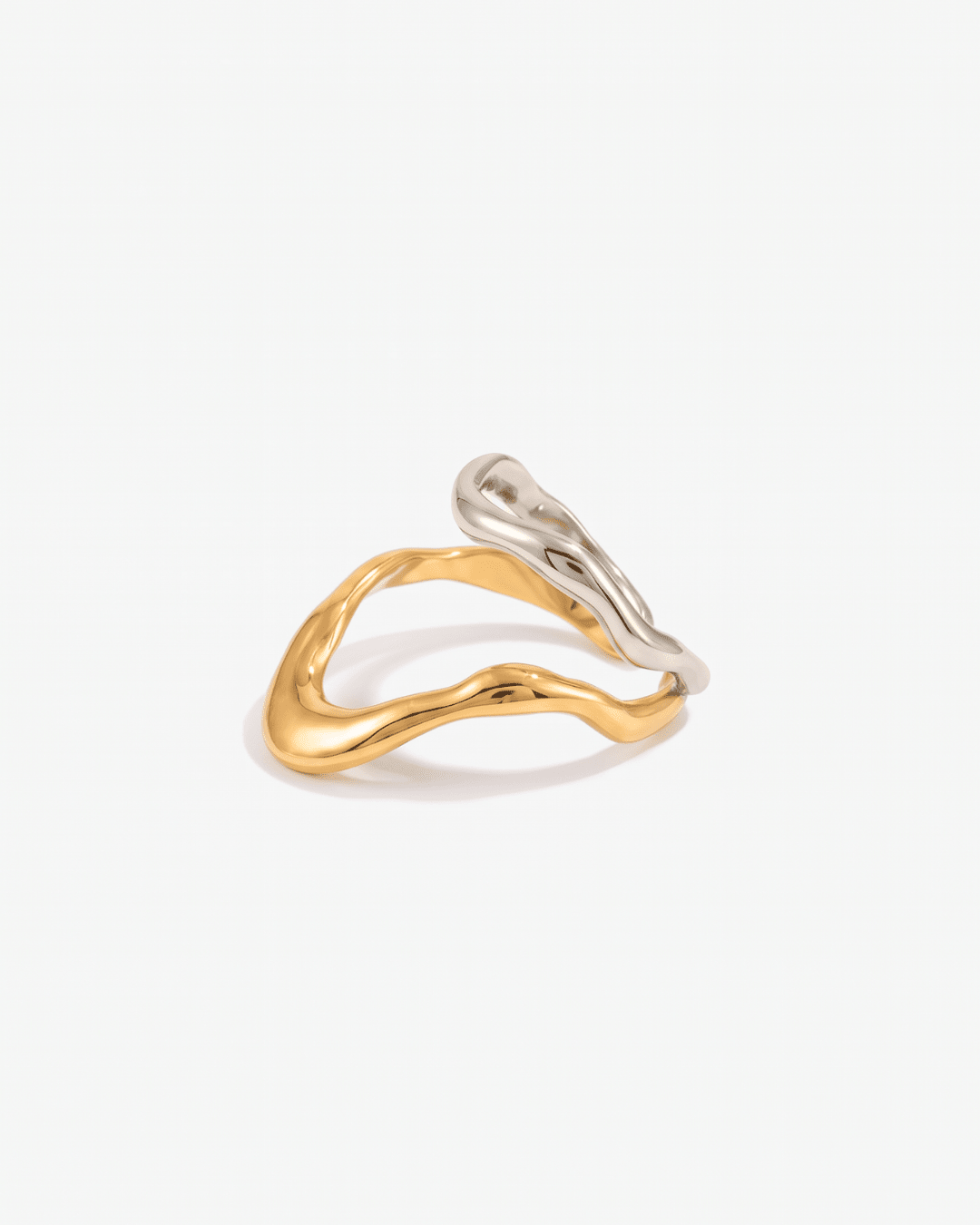 Rosa - Wavy open ring - Stainless steel - Opulaire - WATERPROOF jewelry - Adjustable -